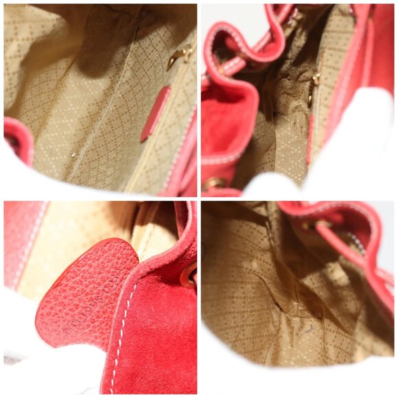 GUCCI Bamboo Backpack Suede Red Gold 003 1998 0030 Auth 127597 - Picture 15 of 16